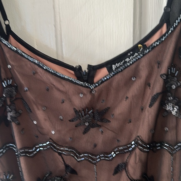 Betsey Johnson Vintage Y2K Sheer Black Over Beige Beaded Gown NWT - Picture 15 of 15